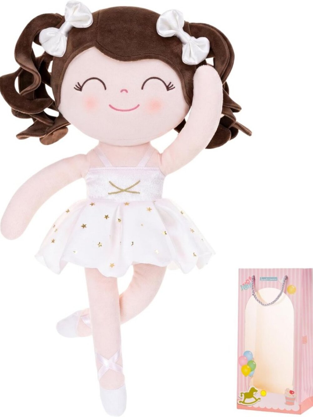 Soft Plush Ballerina Doll with Curly Hair | Perfect Baby Girl Gift | Snuggly Toy